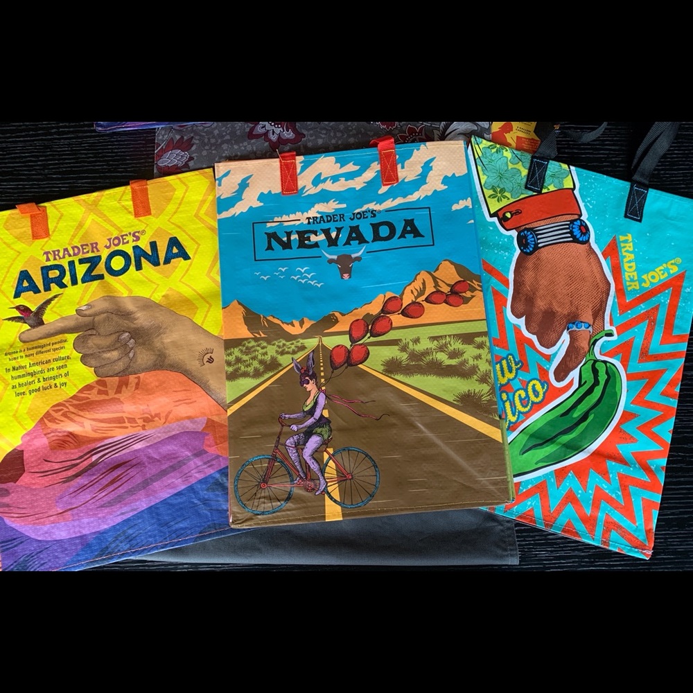 Trader Joe’s “ The Southwest” reusable totes / bags  3 New with tags